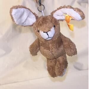 Vintage Steiff Rabbit Keychain Plush Bunny 4.5" Mini Stuffed Animal Brown Toy